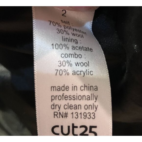 Cut25 by Yigal Azrouel vintage 3/4 sleeve navy blazer with black leather, S2 - Picture 4 of 6